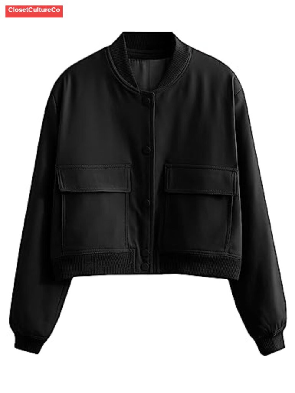 Women's Button Down Bomber Jacket Drop Shoulder Cropped Coat